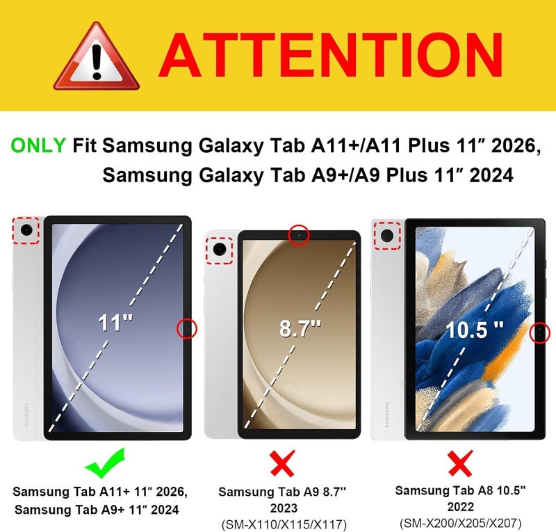 Azzsy Case for Samsung Galaxy Tab A11+/A11 Plus 11” 2026, Samsung Galaxy Tab A9+/A9 Plus 11” 2024 Model, Heavy Duty Shockproof Rugged High Impact Protective Case, Black - Image 2